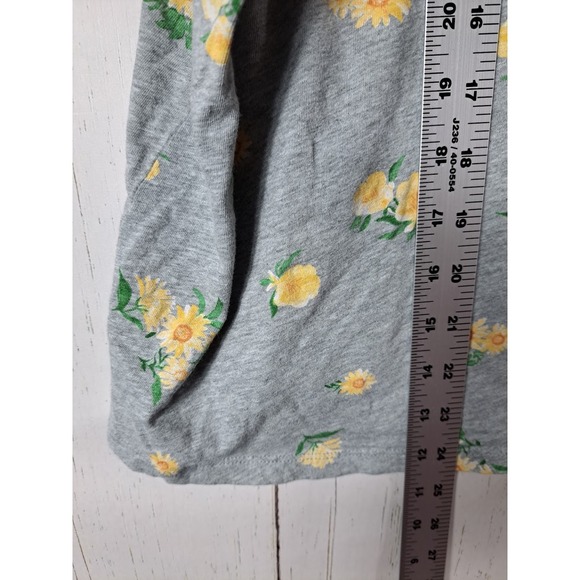 Old Navy Plus Size 2X Womens Gray V Neck Floral Print Short Sleeve Cotton Top - Picture 5 of 8